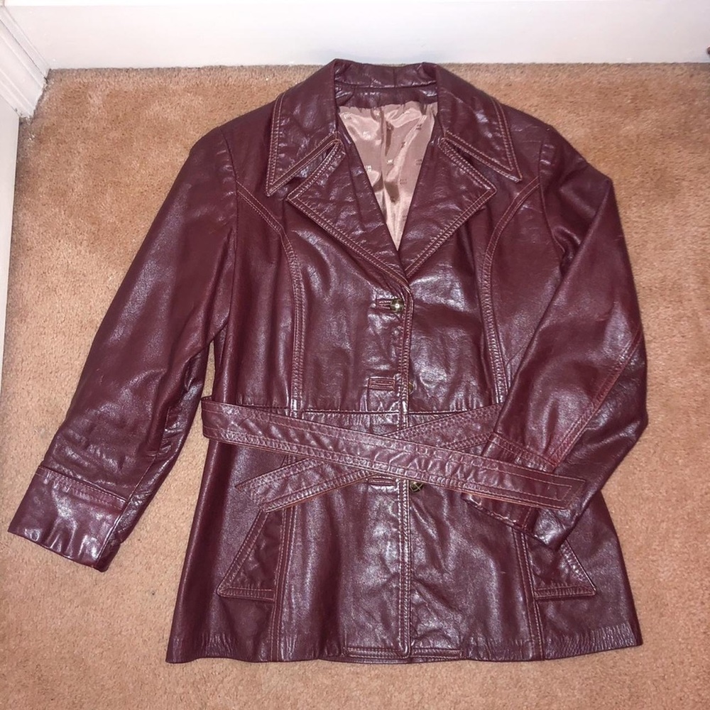 ⛔️⛔️⛔️SOLD⛔️⛔️⛔️General Leather 1970s Oxblood Belted Jacket